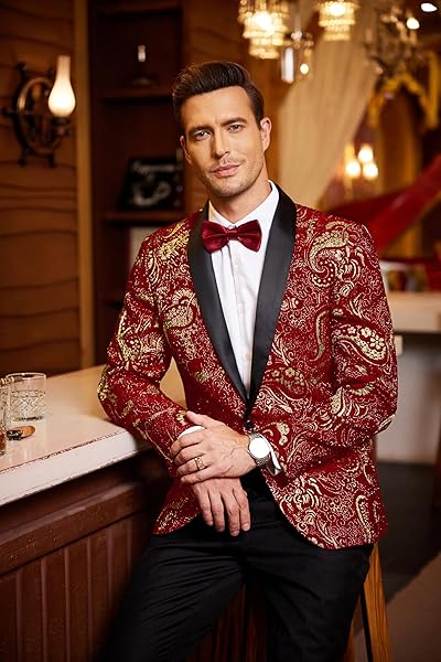 COOFANDY MEN’S FLORAL TUXEDO JACKET LUXURY EMBROIDERED WEDDING BLAZER DRESS SUIT FOR PARTY DINNER
