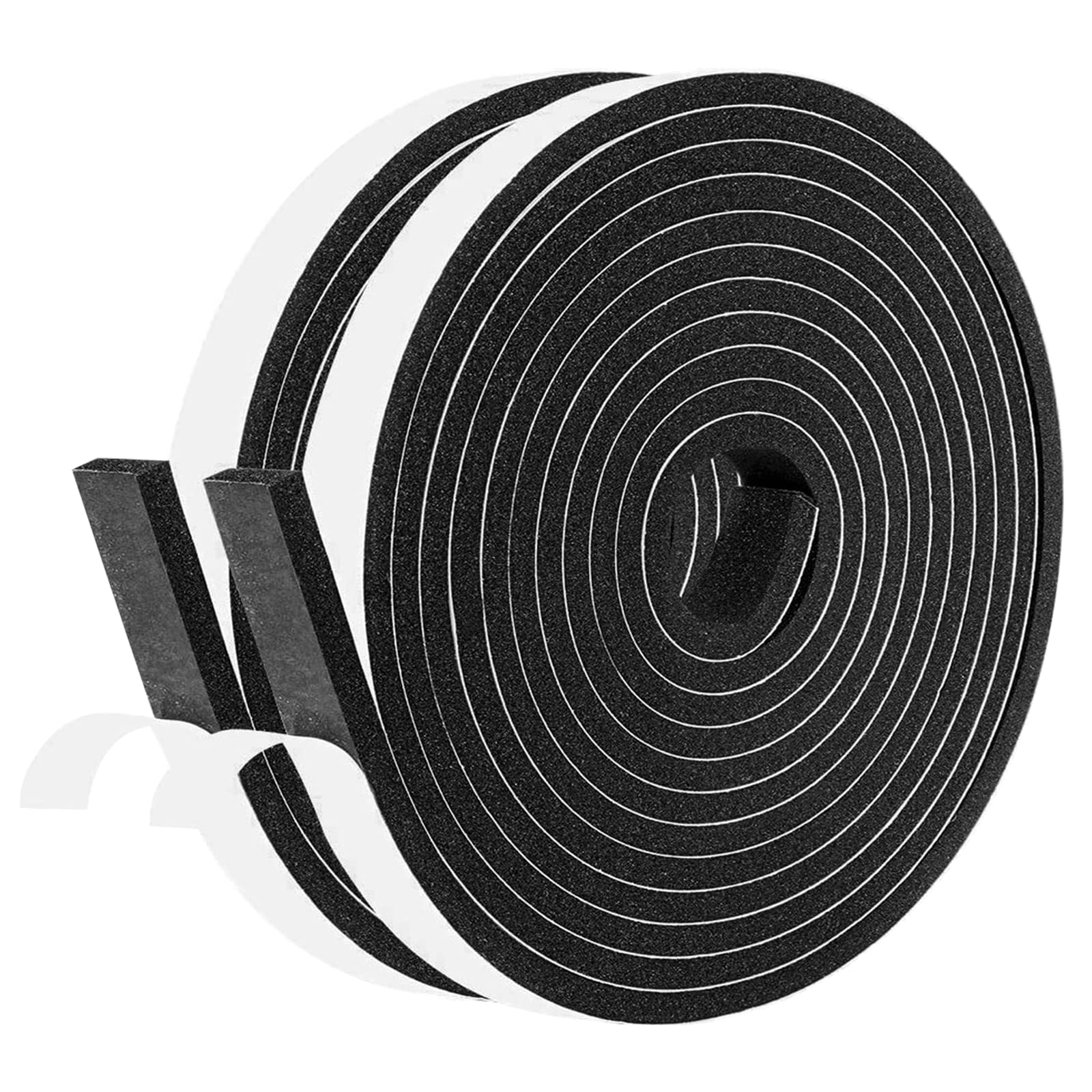 fowong Draft Excluder for Doors, 2 Rolls 12 mm(W) x 6 mm(T) Total 8M Long, Draught Excluder Tape for Doors and Windows, Door and Window Seal Strip, Door and Window Insulation Strip, Anti-Collision
