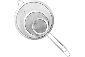 YLYL 3 Pcs Super Wire Extra Fine Mesh Strainer with Handle, Small Medium Large Size Sifter Metal Strainer Set, Stainless Stee
