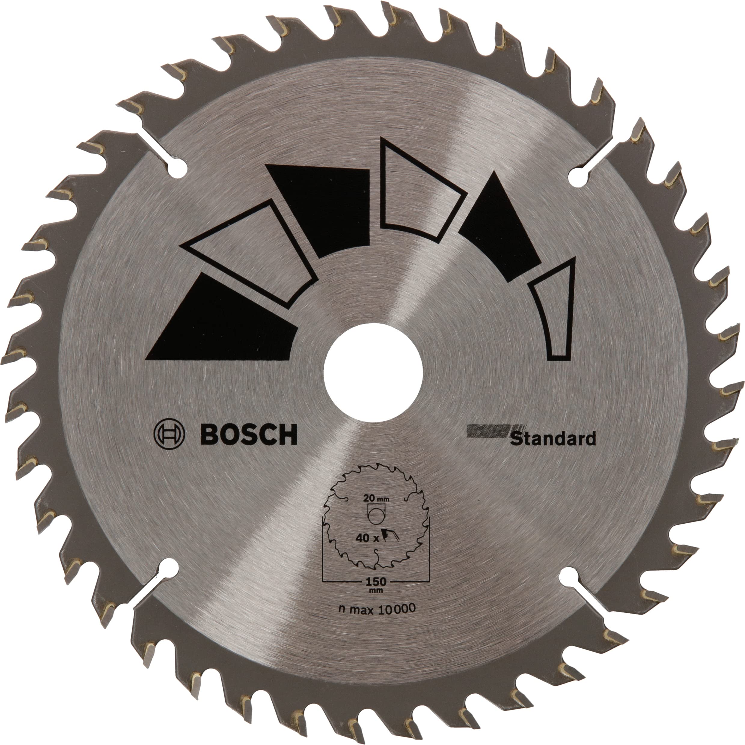 Bosch 1x Circular Saw Blade Standard (for Wood, Ø 150 x 2.2/1.5 x 20/16 mm, 40 Teeth, ATB, with 1x Reduction ring 16 mm, Accessories for Circular Saws)