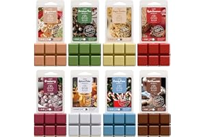 Salubrito Winter Scented Wax Melts, Strong Scented Soy Wax Cubes/Tarts Variety Set - Christmas Tree, Gingerbread, Candy Cane, Spiced Cider, Cranberry, Apple Cinnamon, Sugar Cookies, Hot Chocolate