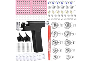 Zygc Professional Ear Piercing Kit with 63 Pairs of Cubic Zirconia Stones Ear Stud Earrings with Multi Purpose Black Reusable Ear Piercing Gun Silver Sticks for Salon & Home Piercings