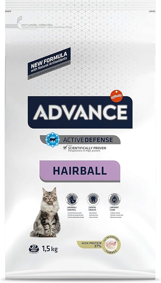 Advance Hairball Croquettes Pour Chat Adulte Avec Dinde 1 5kg Amazon Fr Animalerie