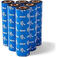 thumbnail image 2 of Zebra High-Performance Black Wax/Resin Ribbon For Thermal Transfer Desktop Printers 242 Ft X 4.33 In - 0.5 In Core - 6 Rolls 2 of 12