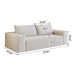 63" Cloud Loveseat Boneless Sofa Couch in a Box, No