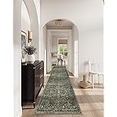 Lahome Dark Green Runner Rugs for Hallway 2x10, Washable Stain Resistant Kitchen Runner Rug 10ft, Rubber Backed Non Slip Carpet for Entryway Back Sliding Door