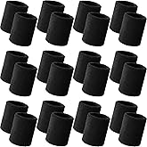 Bememo 24 Pcs Wrist Sweatbands Bulk Sports Wrist Bands for Men Women Breathable Athletic Tennis Wristbands Stretchy Absorbent Cotton Terry for Basketball, Baseball, Gym, Working Out