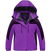 ZSHOW Girls' Ski Jacket Waterproof Fleece Raincoat Windproof Warm Winter Coat with Detachable Hood