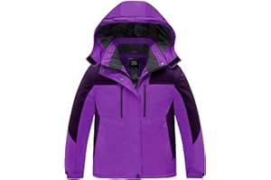 ZSHOW Girls' Ski Jacket Waterproof Fleece Raincoat Windproof Warm Winter Coat with Detachable Hood