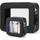 FASAOH Clear Makeup Bag with Mini Cosmetic Bags,Travel Toiletry Bag for Women,Portable Cosmetic Bag Case, Transparent Waterproof Cosmetic Organizer Storage Bag for Women Men
