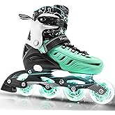 Kuxuan Adjustable Inline Skates for Kids, Youth with Light Up Wheels | Adjustable Inline Skates with Light-Up Wheels &ndash; Hard Shell roller Skates blades for Kids, Youth &amp; Teens