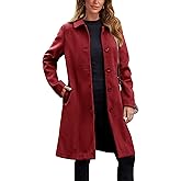 UANEO Womens Peacoat Faux Wool Blend Single Breasted Long Trench Coat Dress Overcoat Winter with Pockets