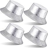 Yearntown 4 Pcs Metallic Bucket Hat Unisex Trendy Fisherman Hats Reversible Packable Sun Cap for Men Women Outdoor