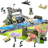 XinGe 47-Piece Military Base Set, Army Men Playset with Vehicles, Accessories, Soldier Men, Battle Map, Plastic Christmas Toy