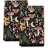 Bapcoku Kitchen Towels Decorative Set Absorbent Dish Towels for Kitchen Farmhouse Home Decor (Mushroom Moth, 16x24 inch)