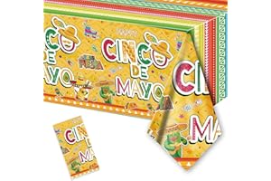 PARSUP 1PC Cinco de Mayo Disposable Tablecloth Party Supplies, 108 × 54 inch, Mexico Theme Tablecloth Plastic Waterproof Tablecover Decorations