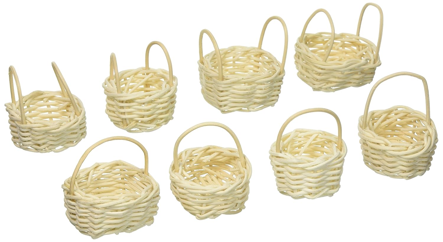 ArtVerse DAR012HB1 Mini Willow Bleached Basket, 8 Pieces, 1.7 cm Height, 2.5 cm Wide, 5.1 cm Length