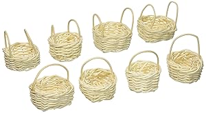 ArtVerse DAR012HB1 Mini Willow Bleached Basket, 8 Pieces, 1.7 cm Height, 2.5 cm Wide, 5.1 cm Length