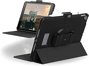 URBAN ARMOR GEAR UAG iPad 10.2-inch (8th Gen, 2020) & (7th Gen, 2019) Case with Hand Strap, Scout Feather-Light Rugged Military Drop Tested Protective Cover with Apple Pencil Holder, Black