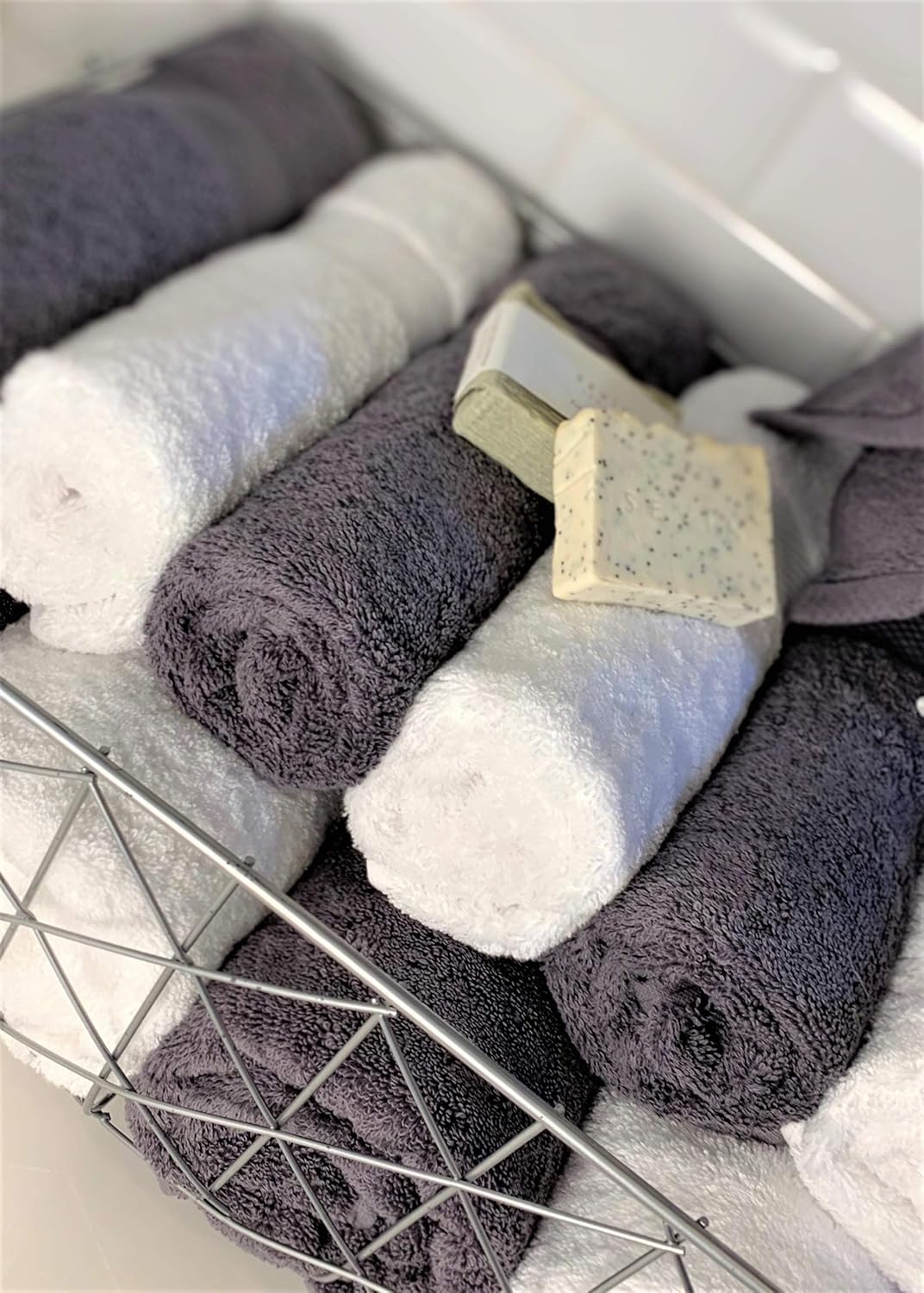 Myra Collection Quality Turkish Towels - 100% Turkish Cotton, Ultra-Soft, Fluffy, Absorbent, Durable, Eco-Friendly, Luxurious - Machine Washable (4 pcs Hand Towel Set, Charcoal): Home & Kitchen