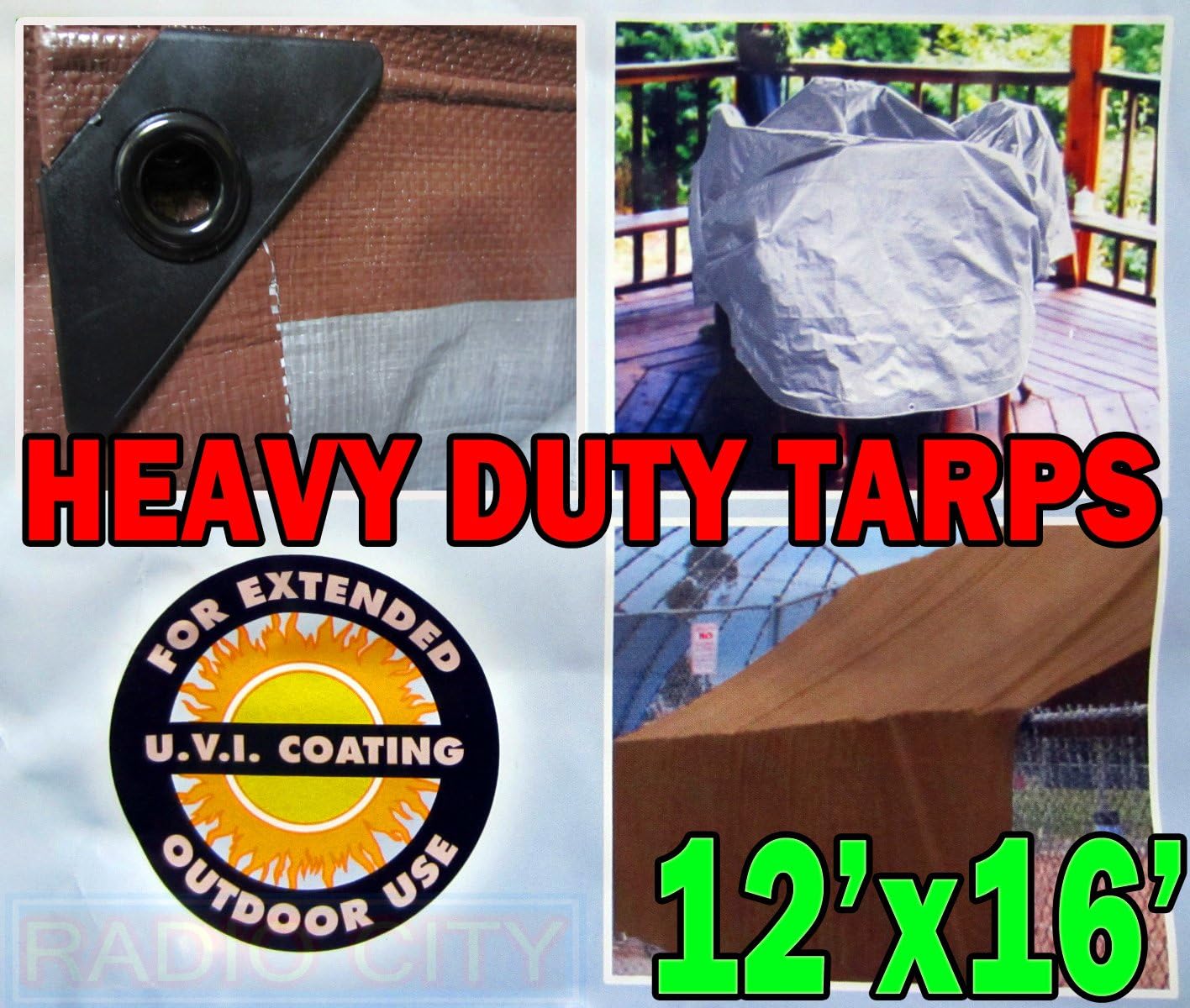 Heavy Duty (2 Pack) Brown / Silver Tarp 12 ft x 16 ft (3.6 m x 4.8 m
