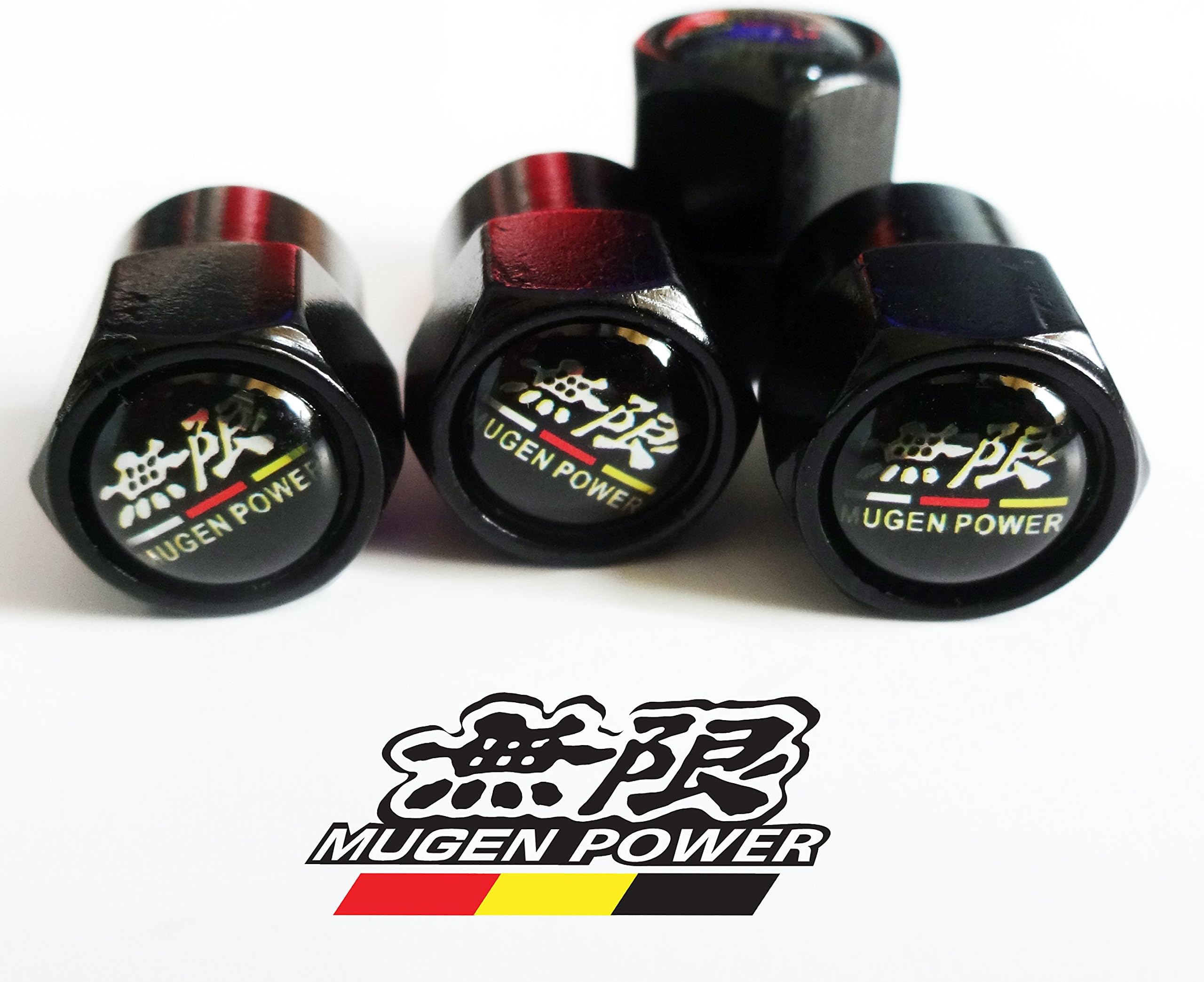 Black Mugen Power Wheel Valve Dust Caps. Civic Integra Accord Type R