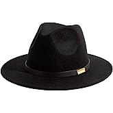 Gossifan Fedora Hats for Men Wide Brim Panama Hat with Classic Belt