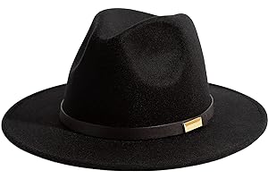 Gossifan Fedora Hats for Men Wide Brim Panama Hat with Classic Belt