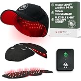 GroWell Red Light Therapy Hair Growth Cap &ndash; FDA Cleared Laser Treatment for Hair Regrowth and Reduced Shedding &ndash; LED &amp; Laser Red Light Therapy Clinically Proven in Double-Blind Studies -Black