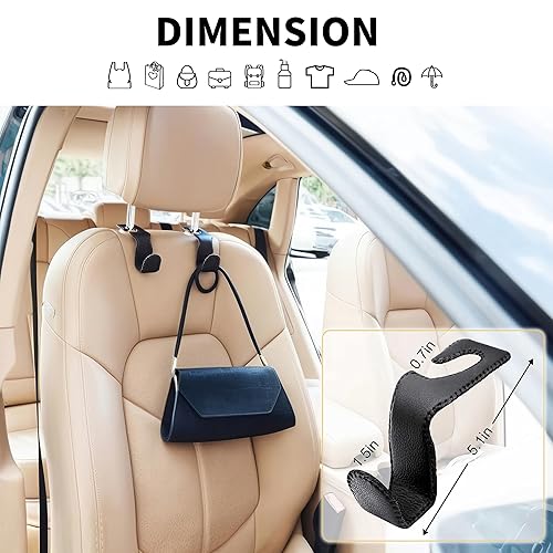 EldHus Headrest Hooks for Purses and Bags, Pack Car Seat Hooks