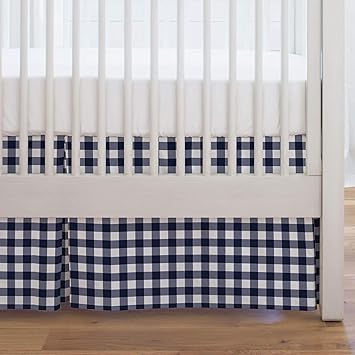 navy gingham crib sheet