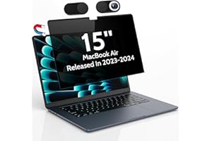 Peslv Magnetic Privacy Screen Compatible With MacBook Air 15 Inch (2023-2024, M2 M3 Chip) - A2941 A3114, 15inch Removable Matte Anti Blue Light Glare Filter for Mac Air 15.3" Laptop