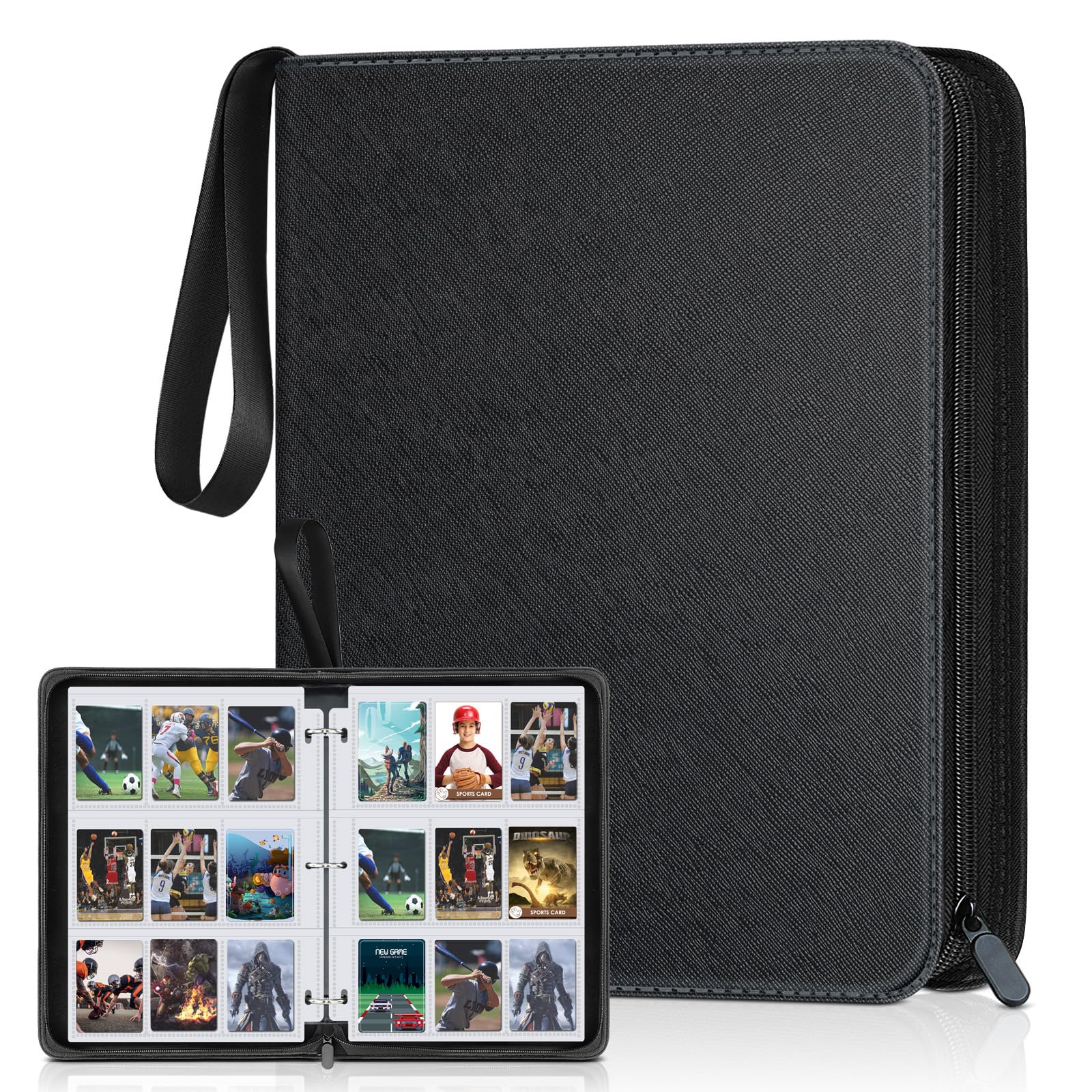 Photo 1 of 900 Pockets Card Binder, Trading Card 9 Pocket Durable Card Holder Album, Baseball Card Protectors for MTC,TCG, Game Cards, Sports Cards (Black)