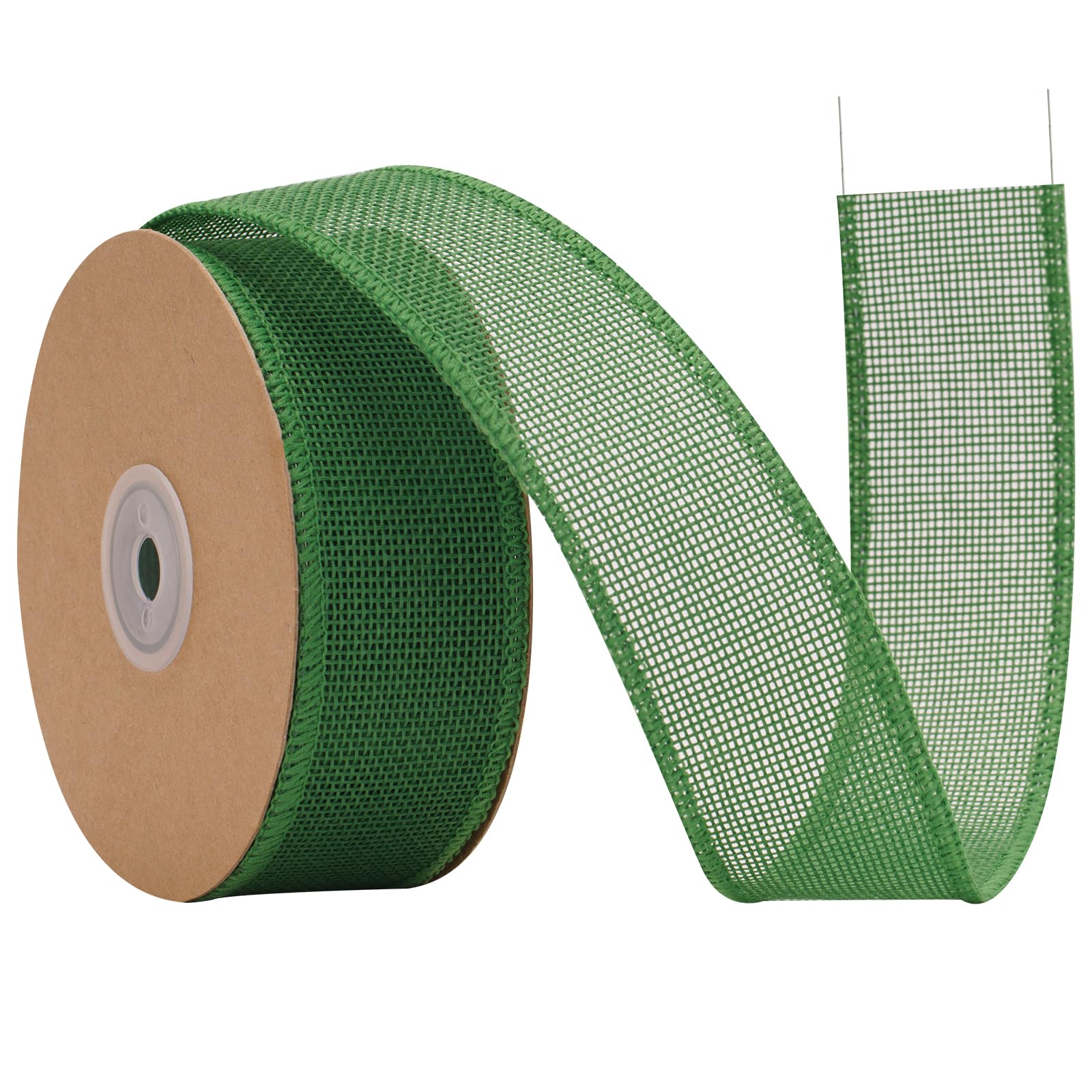 G2PLUS 4cm Green Wired Burlap Ribbon: 10m Hessian Ribbon for Crafting, Bows, Gift Wrapping, Wreaths, Christmas Decoration