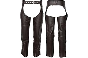 Touch&Torn Chaps for Men 32 to 48 Waist Motorcycle Leather chap 2 Pockets Original YKK Zip Brown Black Motorcycle Chaps