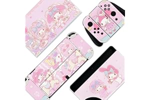BelugaDesign Hello Melody Skin | Cute Cutecore Kawaii Pink Pastel Anime Sticker Decal Wrap | Compatible with Nintendo Switch OLED Joycon Dock Console