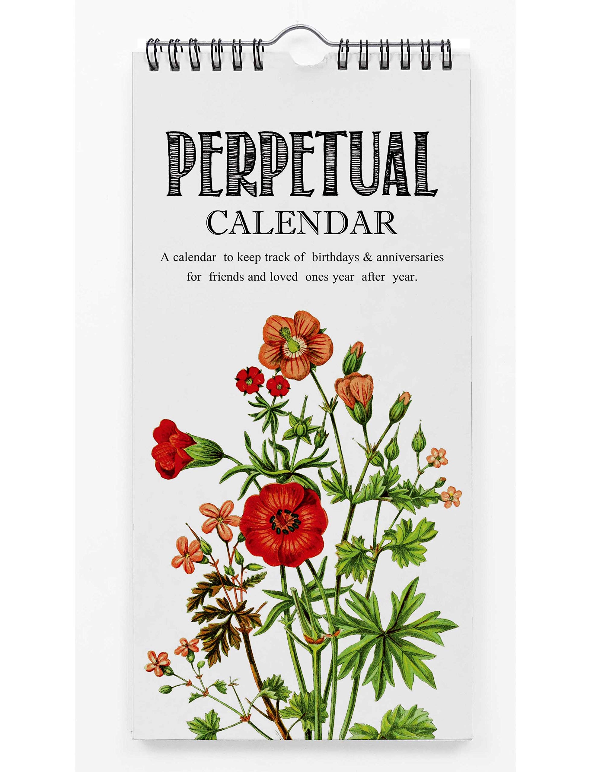 Inkdotpot Floral Perpetual Calendar Birthday Wall Hanging Anniversary Special Event Reminder Calendar Book Journal Stationary Wall Hanging Birthday Gift Card Planner Organizer
