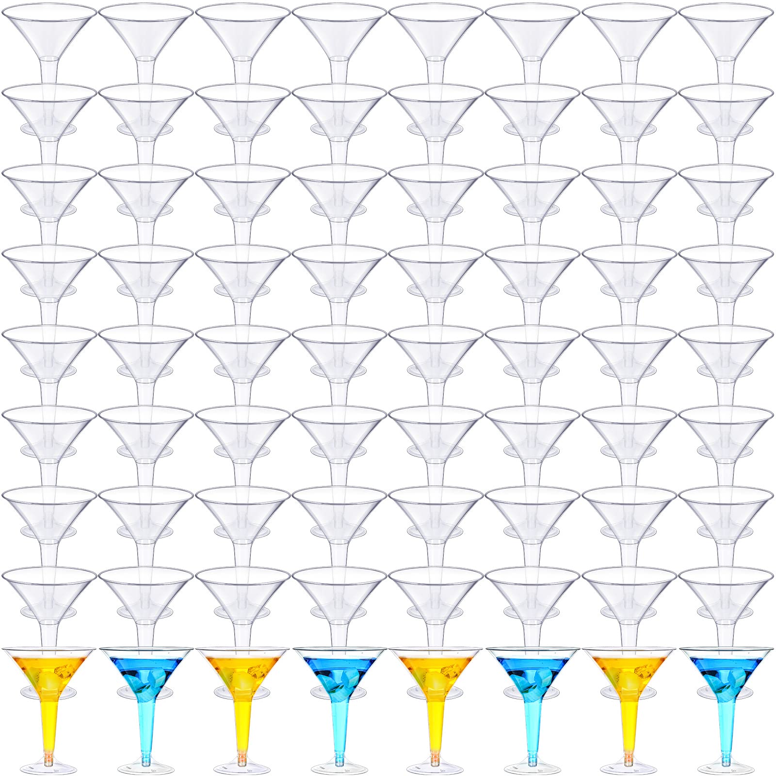 Photo 1 of Zopeal 74 Pcs Plastic Martini Glasses 8 oz Clear Disposable Cocktail Dessert Parfait Glasses Stackable Stemmed Plastic Martini Cup for Wedding Party Bowl Wine Champagne Ice Cream Outdoor Picnic