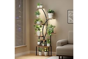 Kavlium Plant Stand Indoor,8-Tier 65 inch Tall Plant Shelf for Indoor Plants with Grow Light, Plant Shelf with Adjustable Brightness & Timer,Modern Metal Plant Display Rack for Living Room/Patio