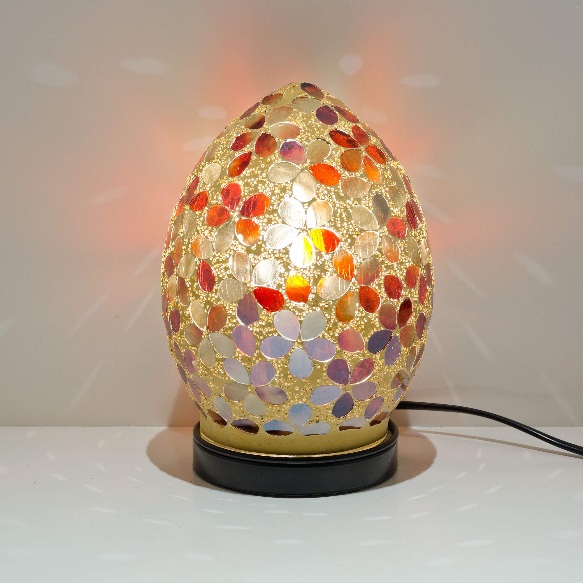 Febland Amber Flower Tile Mini Mosaic Egg Lamp, Orange