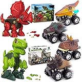 Pull Back Dinosaur Toys for 2 3 4 5 Year Old Boy 6 Pack Set Car Toys and Dinosaur Toys Boys Take Apart STEM Educational Toddl
