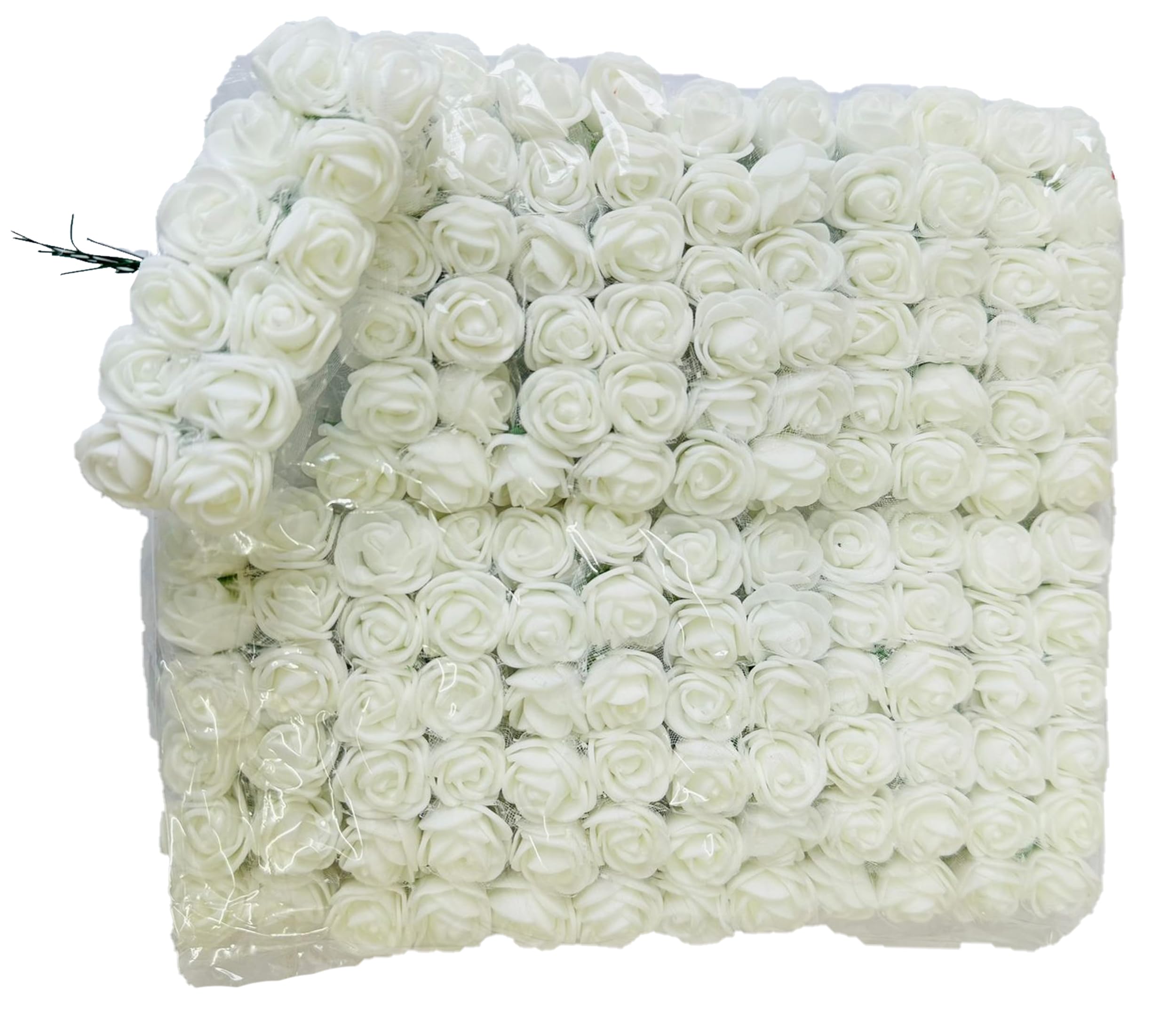 Creative Balloons Artificial Flowers - 144pcs White Roses Foam Roses with Stems for Wedding Bouquets, Party Table Centerpieces, Home Decorations