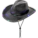 WOOH Cowboy Hat for Women,Party Cowgirl Hats Women,Colored Light Up Cowboy Hat for Halloween Costumes