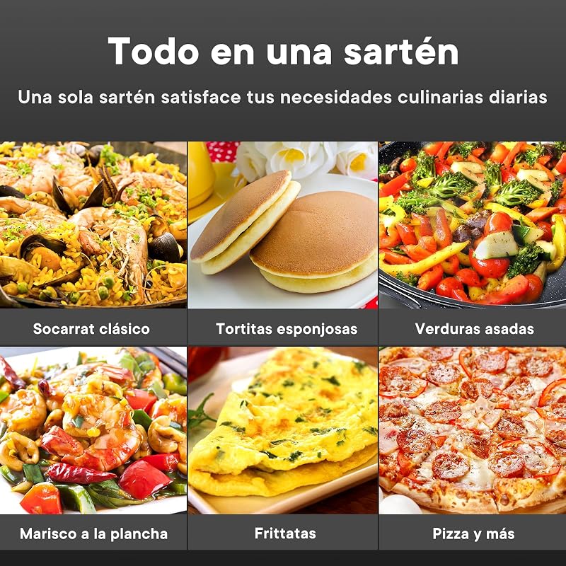 Paellera de Aluminio 36cm, Paellero con Revestimiento Cerámico Antiadherente y antioxidante, Apta Para Todo Tipo de Cocinas Incluida Inducción, 6-8 Raciones