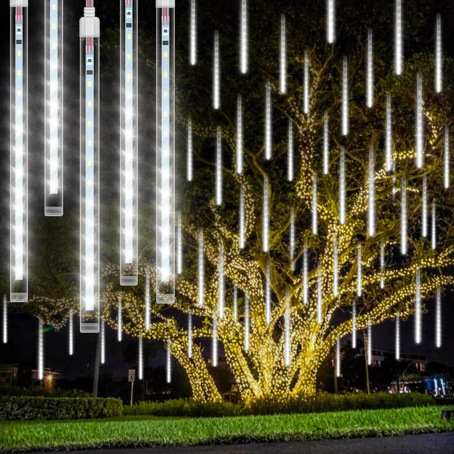 Meteor Shower Rain Lights Rilitor Christmas Falling Rain Lights 11.8