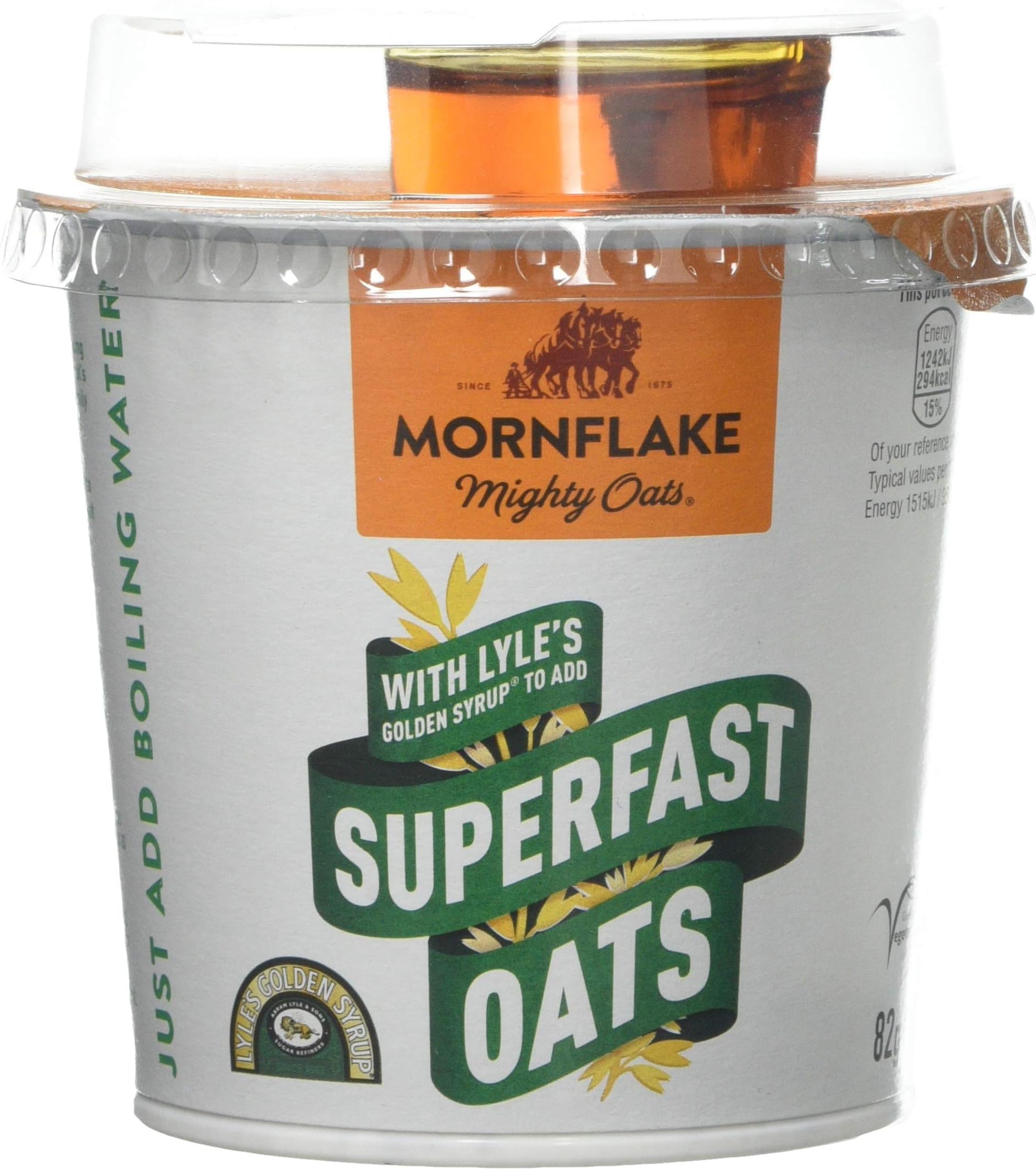 Mornflake Mighty Oats Superfast Pot with Added Lyle's Golden Syrup 82 g (Pack of 8)