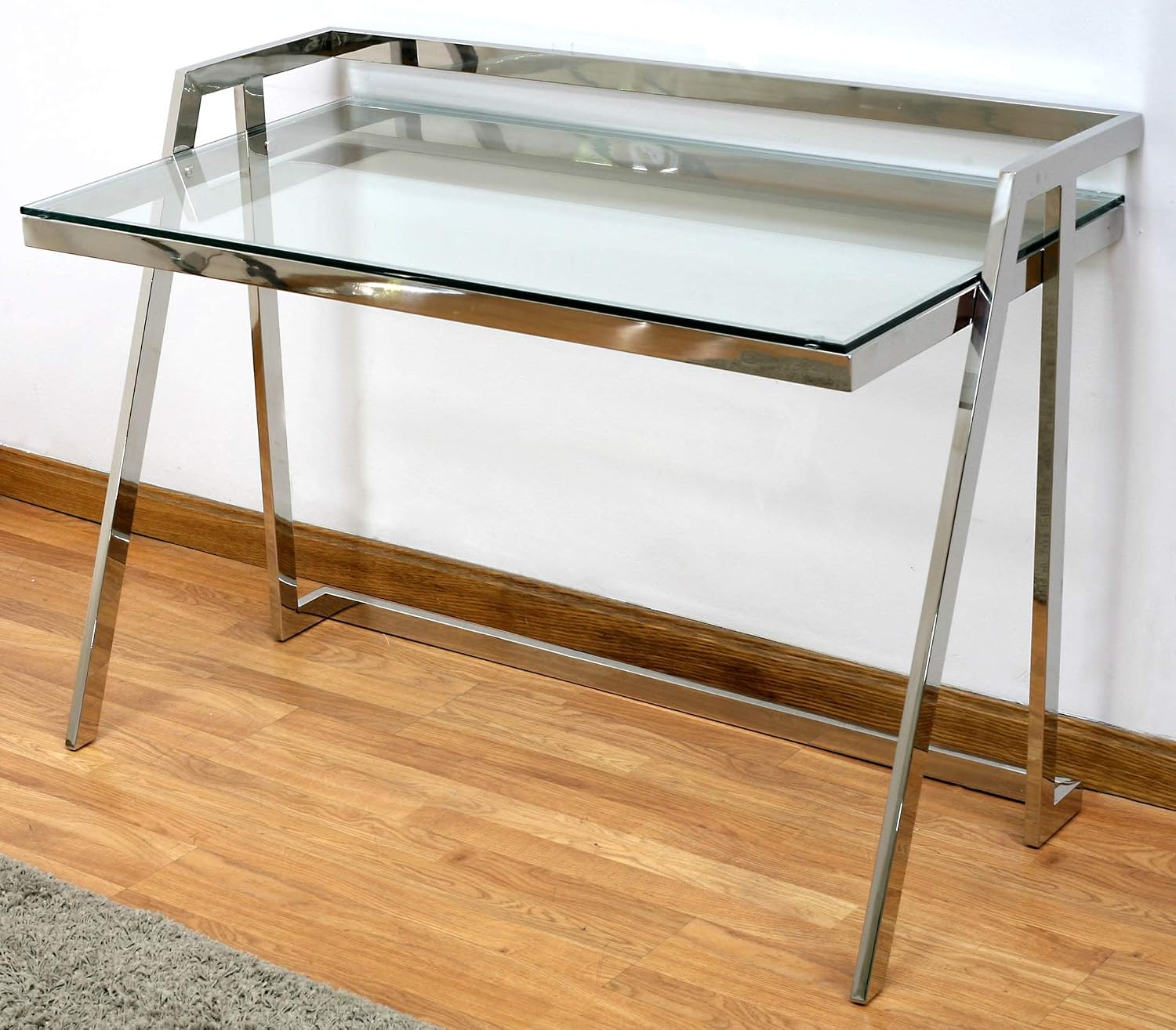 Mesa Escritorio Cristal Y Acero Mesa de escritorio cristal transparente y acero | Los mejores escritorios.