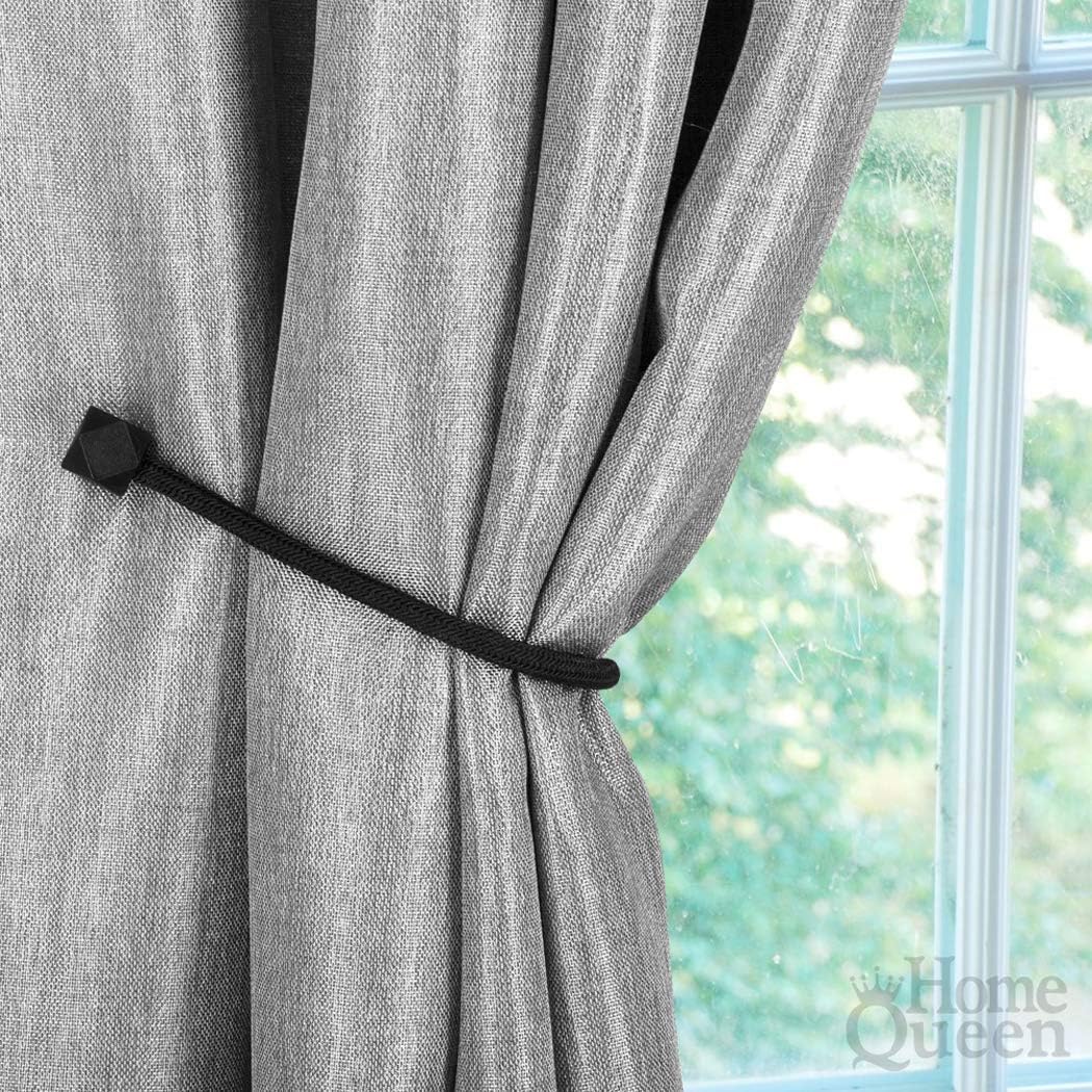 Home Queen Magnetic Curtain Tiebacks, Decorative Drape Tie Backs Holdback Holder for Window Draperies, 4 Pack, Solid Black: Home & Kitchen