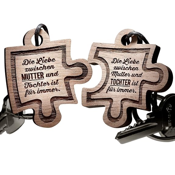 schenkYOU® Schlüsselanhänger Puzzle aus Holz - Mutter und Tochter