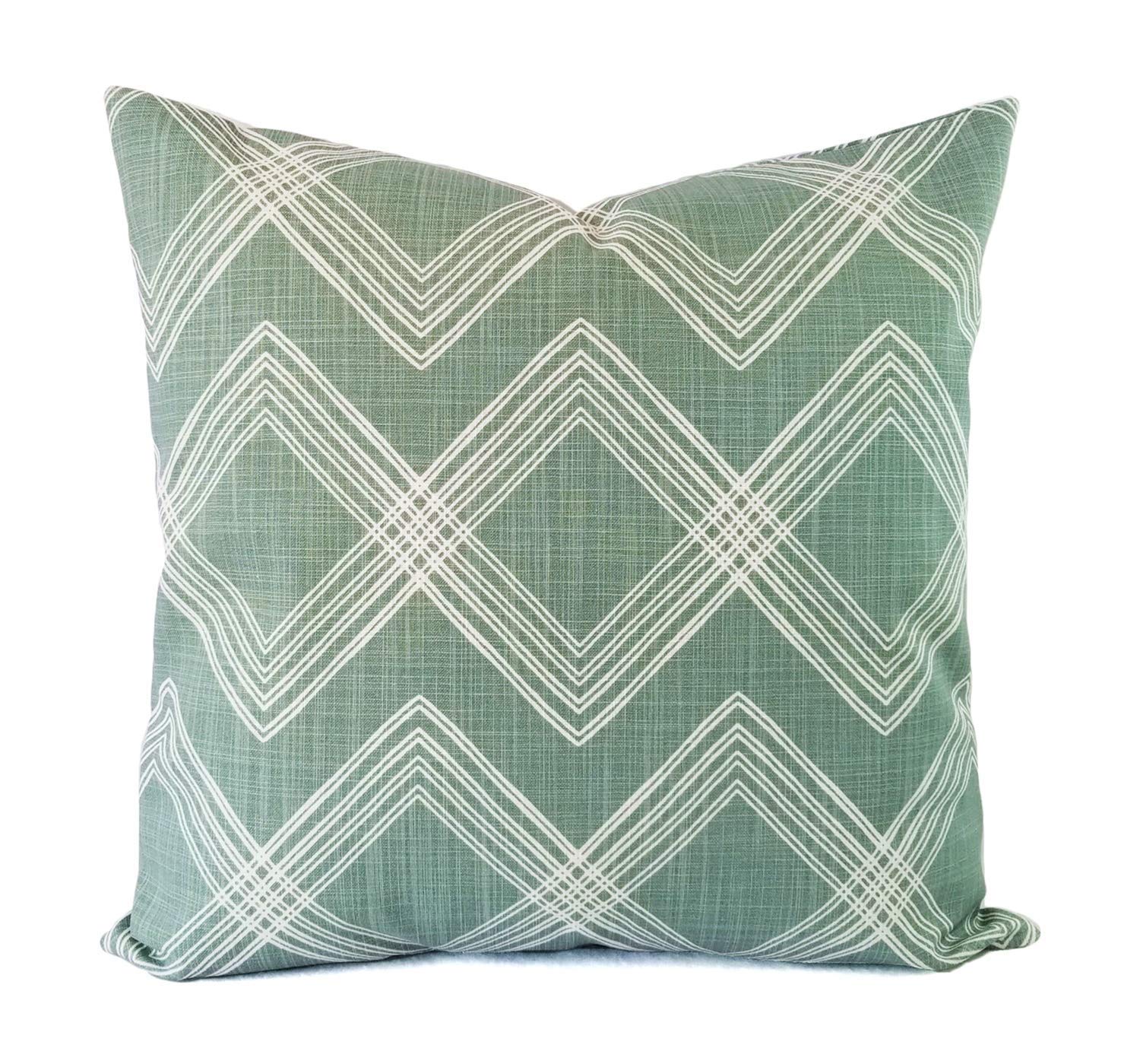 Green Pillow Cover Sage Green Pillow Cover Geometric
